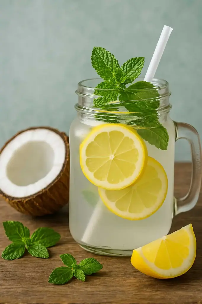 Coconut Water with Mint and Lemon